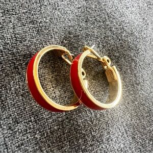 Monet Red and Gold Hoop Earrings